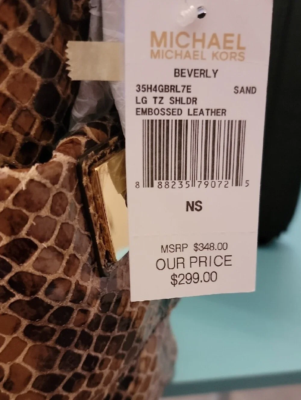 Michael Kors Tan Brown Snakeskin-Print Shoulder Bag - Picture 7 of 8